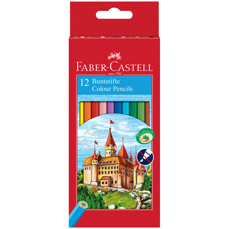 Карандаши цветные Faber-Castell «Замок», 12цв. , шестигр. , заточ. , картон, европодвес
Карандаши цветные Faber-Castell «Замок», 12цв. , шестигр. , заточ. , картон, европодвес