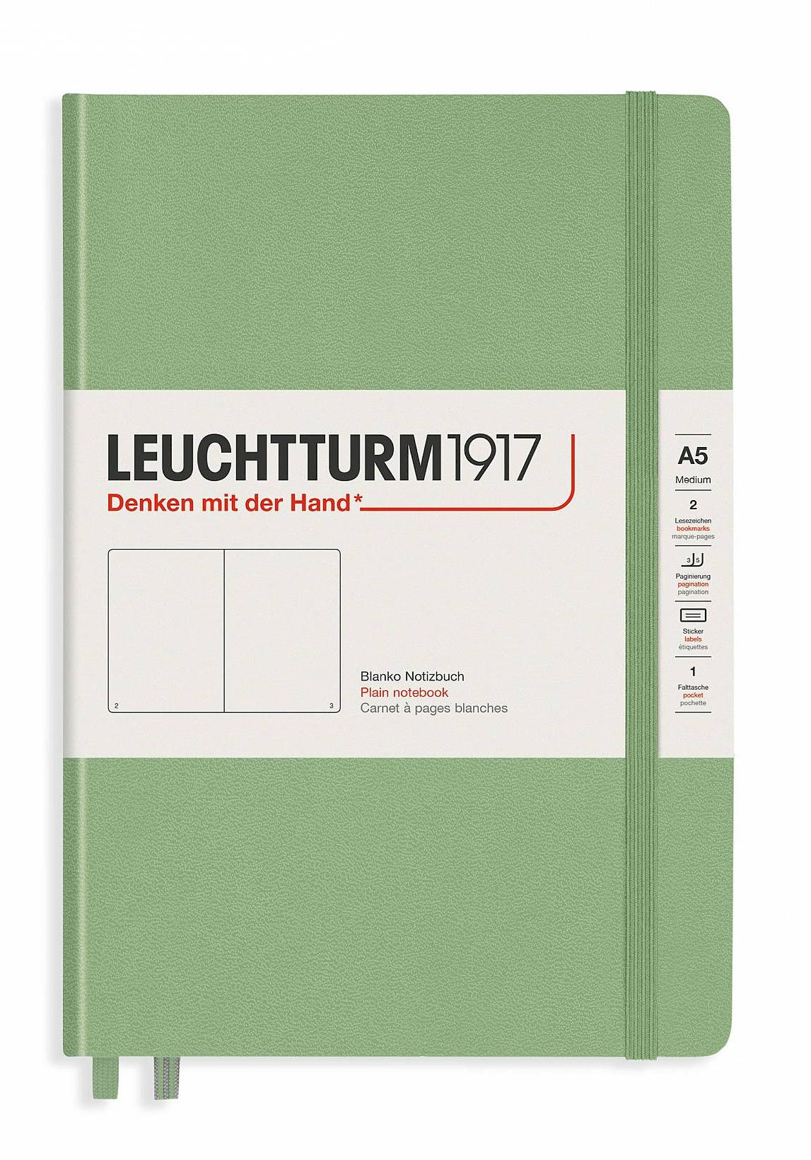 Блокнот Leuchtturm1917 Classic A5 (14. 5x21см. ) 80г/м2 - 251 стр. нелинованный, твердая обложка, цвет: шалфей
Блокнот Leuchtturm1917 Classic A5 (14. 5x21см. ) 80г/м2 - 251 стр. нелинованный, твердая обложка, цвет: шалфей