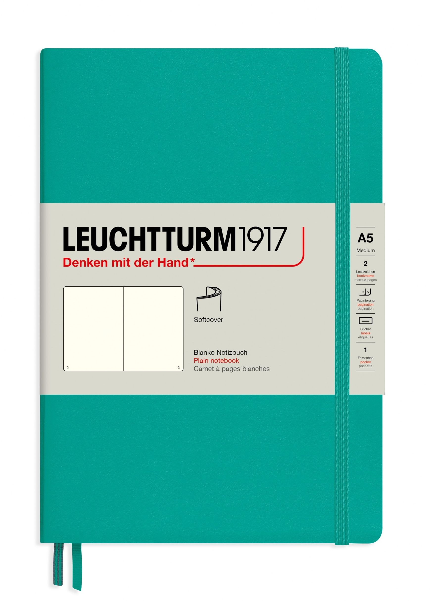 Блокнот Leuchtturm1917 Classic A5 (14. 5x21см. ) 80г/м2 - 123 стр. нелинованный, мягкая обложка, цвет: изумрудный
Блокнот Leuchtturm1917 Classic A5 (14. 5x21см. ) 80г/м2 - 123 стр. нелинованный, мягкая обложка, цвет: изумрудный