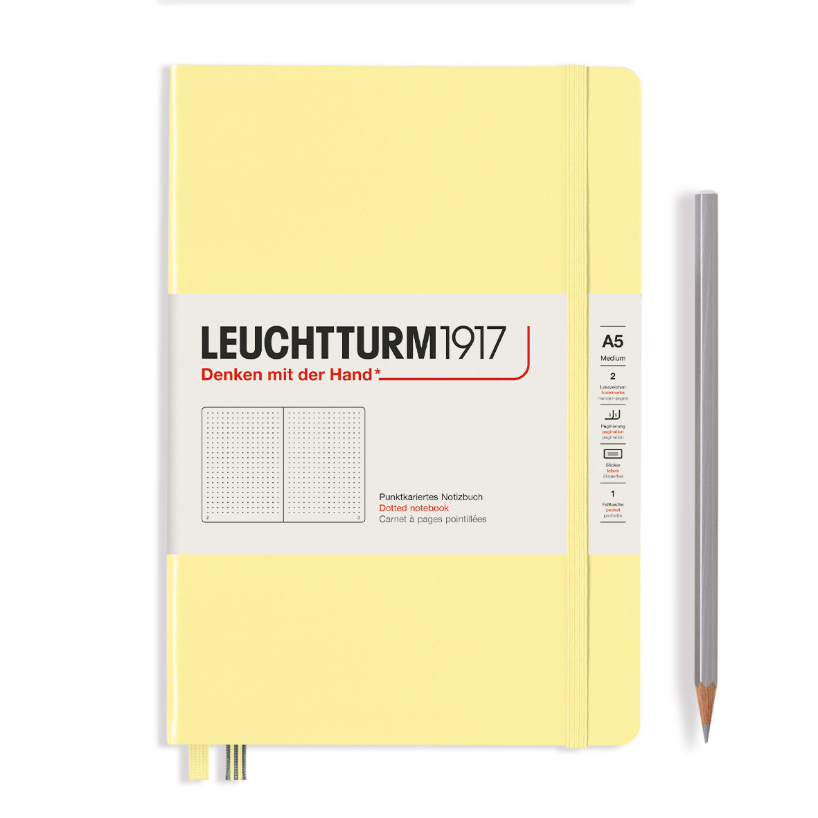 

Блокнот Leuchtturm Medium A5 125л в точку твердая обложка Ванильный