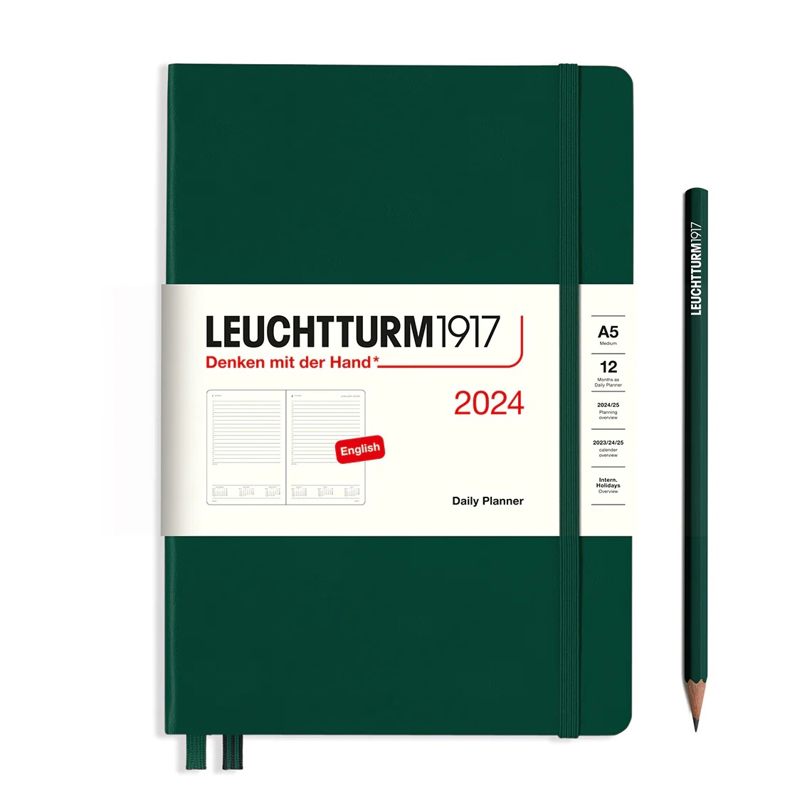 

Ежедневник Leuchtturm1917 A5 2024г с расп. тв. обл. Зеленый Лес