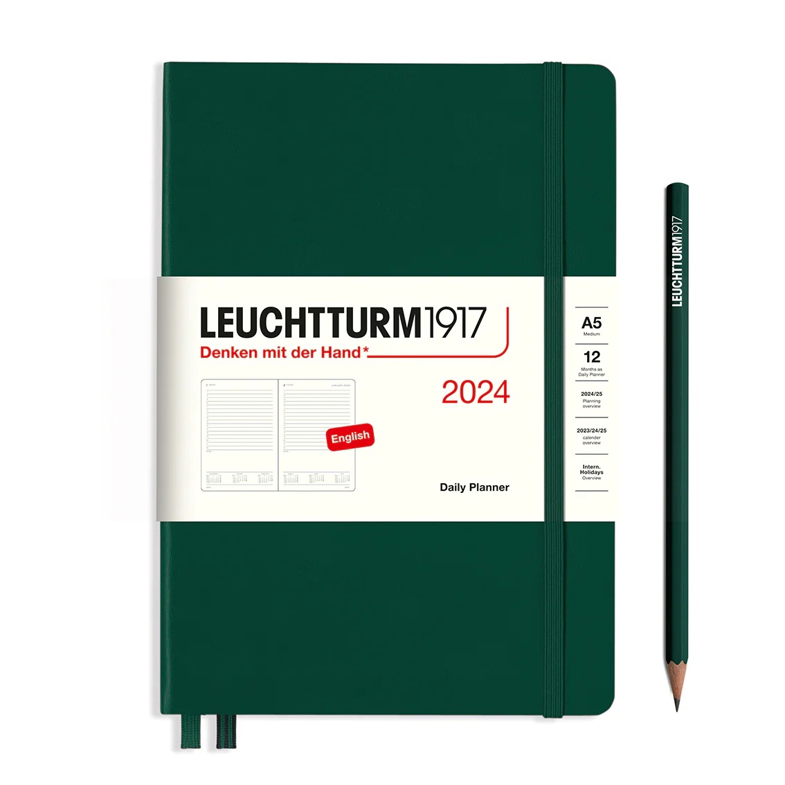  - Ежедневник Leuchtturm1917 A5 2024г с расп. тв. обл. Зеленый Лес