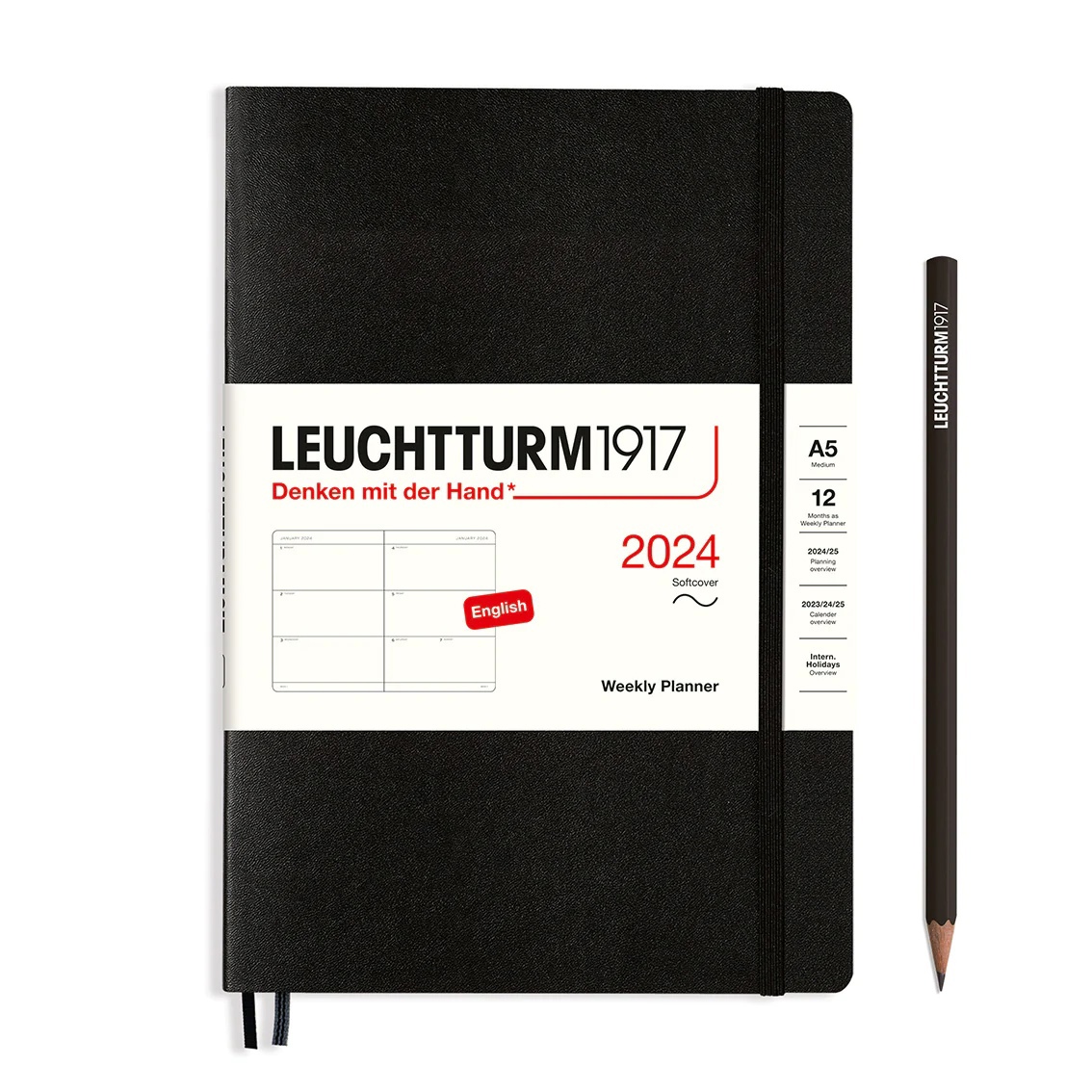 

Еженедельник Leuchtturm1917 A5 2024г без расп. мягк. обл. Черный