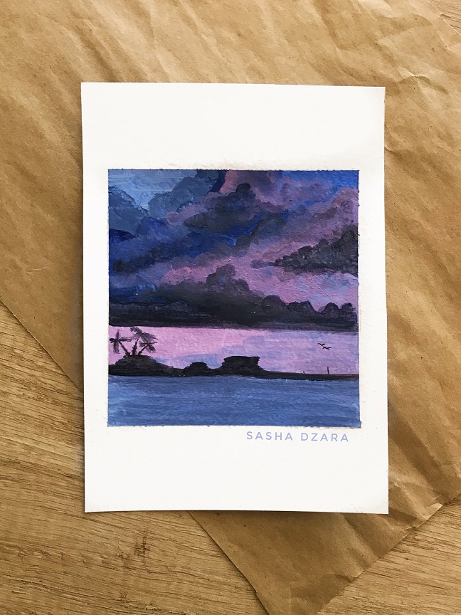 

Открытка Дзарахохова «Закат, Пальмы»