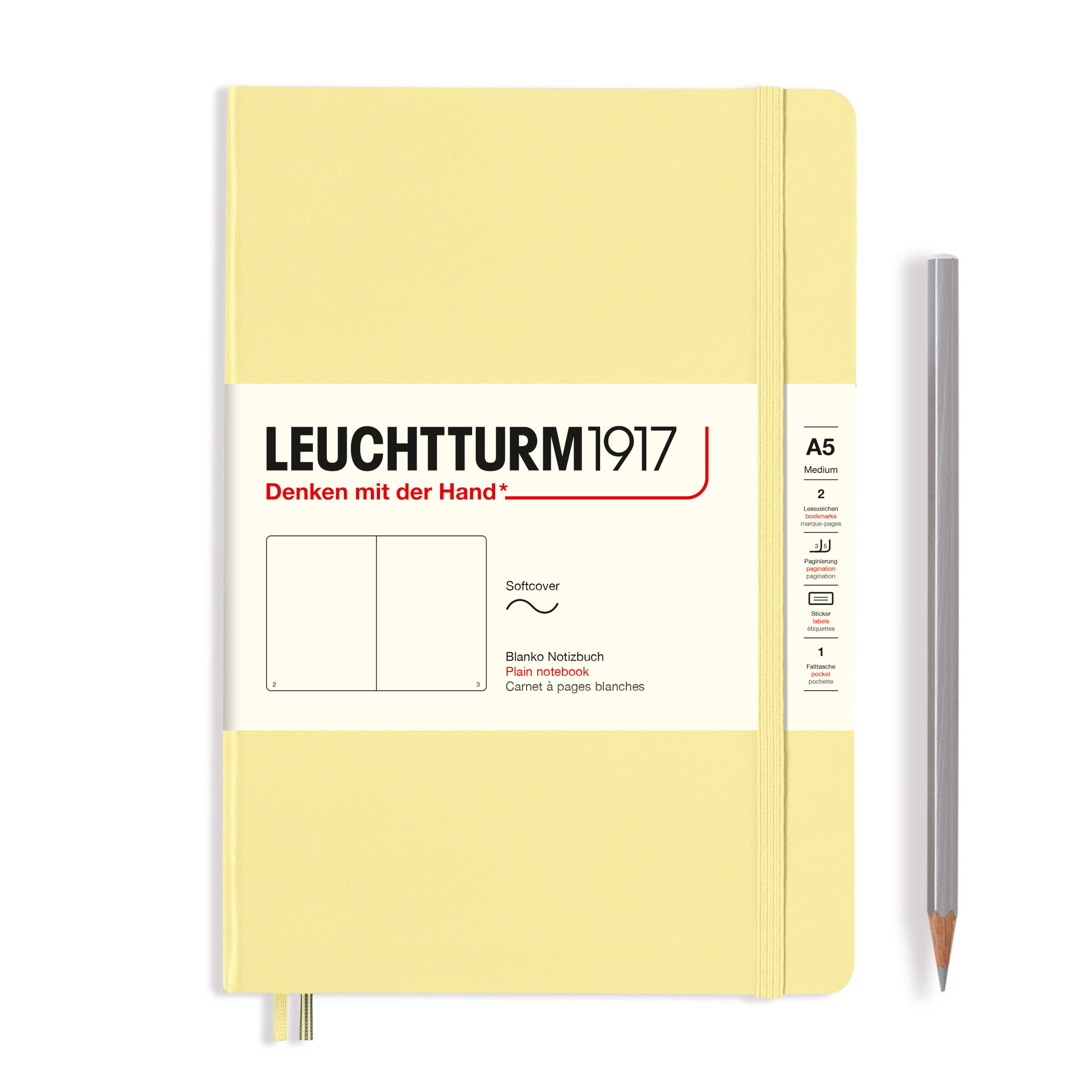 

Блокнот Leuchtturm Medium A5 61л без линовки мягкая обложка Ванильный