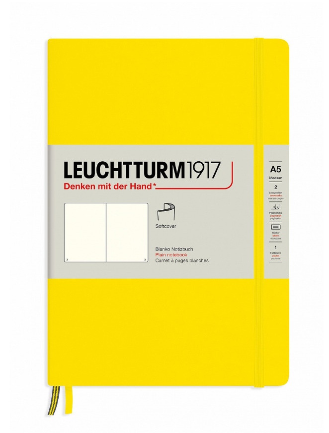

Записная книжка Leuchtturm А5 (нелинованная), лимонная, 123 стр. , мягкая обложка