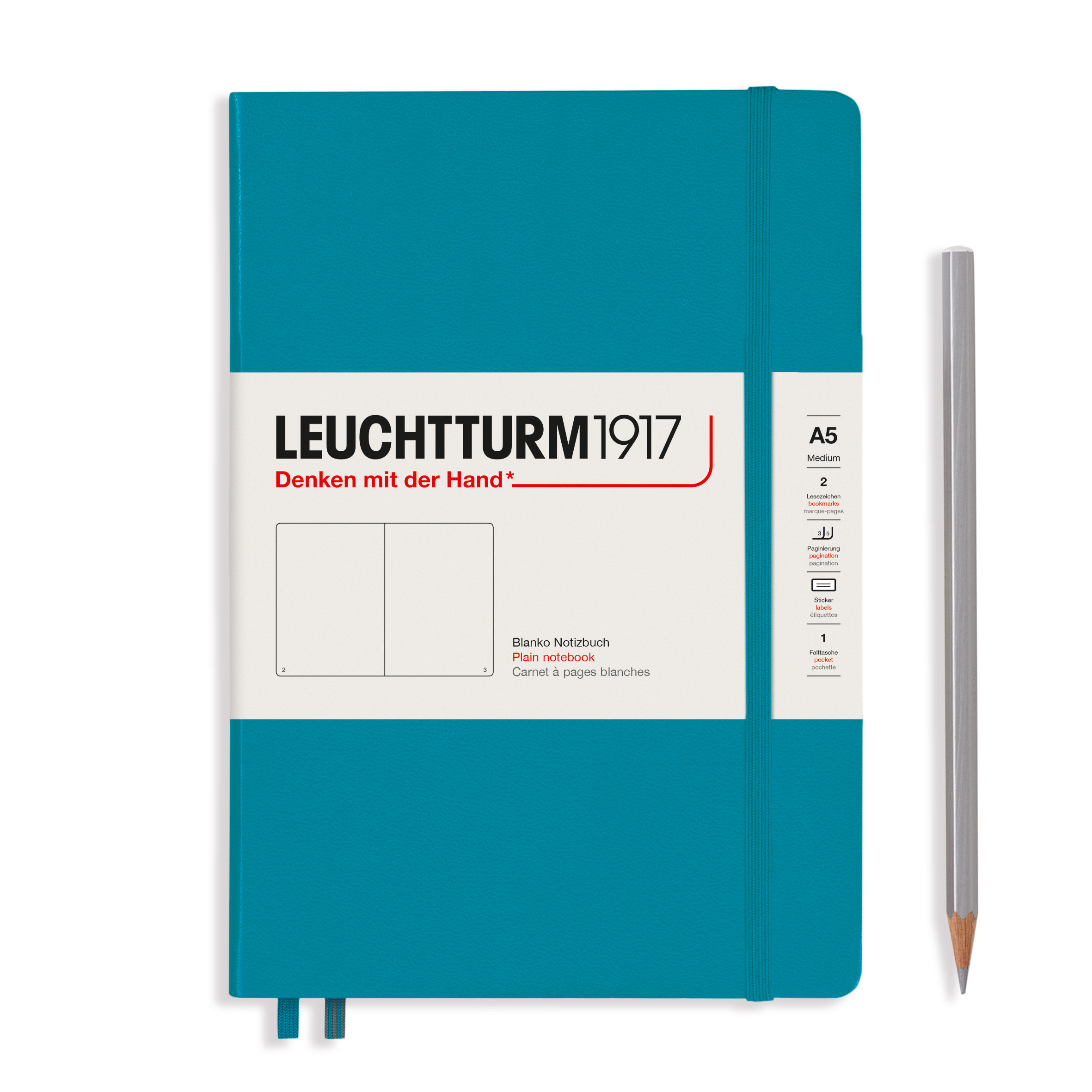 

Записный книжка Leuchtturm1917 Smooth Colours A5 (14. 5x21см. ) 80г/м2 - 251 стр. нелинованная, твердый обложка, цвет: океан