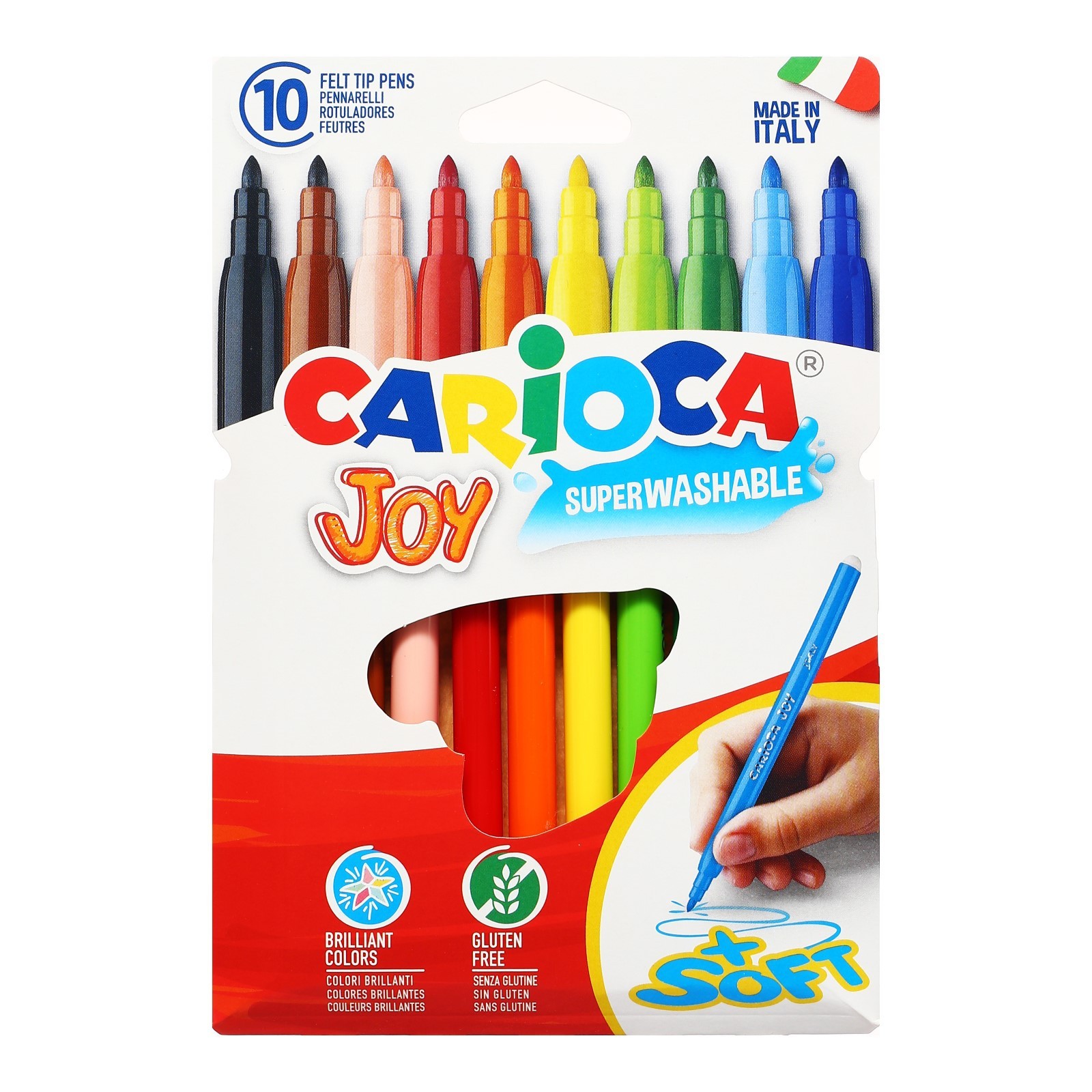 Фломастеры Carioca «Joy», 10цв. , смываемые, картон, европодвес
