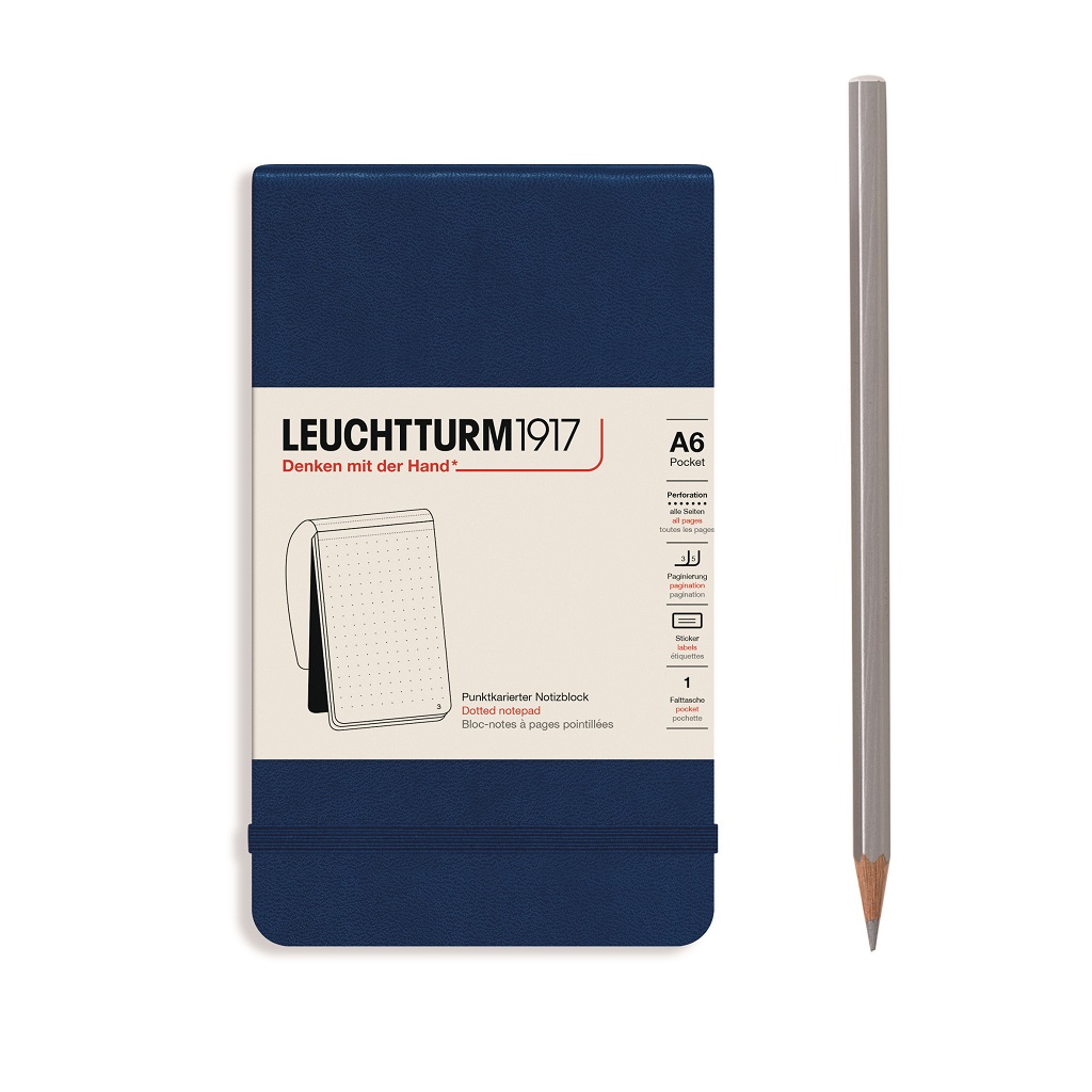 

Блокнот Leuchtturm Reporter A6 94л в точку твердая обложка Синий Неви
