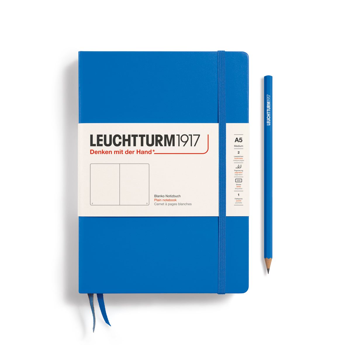 

Блокнот Leuchtturm1917 Medium A5 125л без линовки твердая обложка Небесный