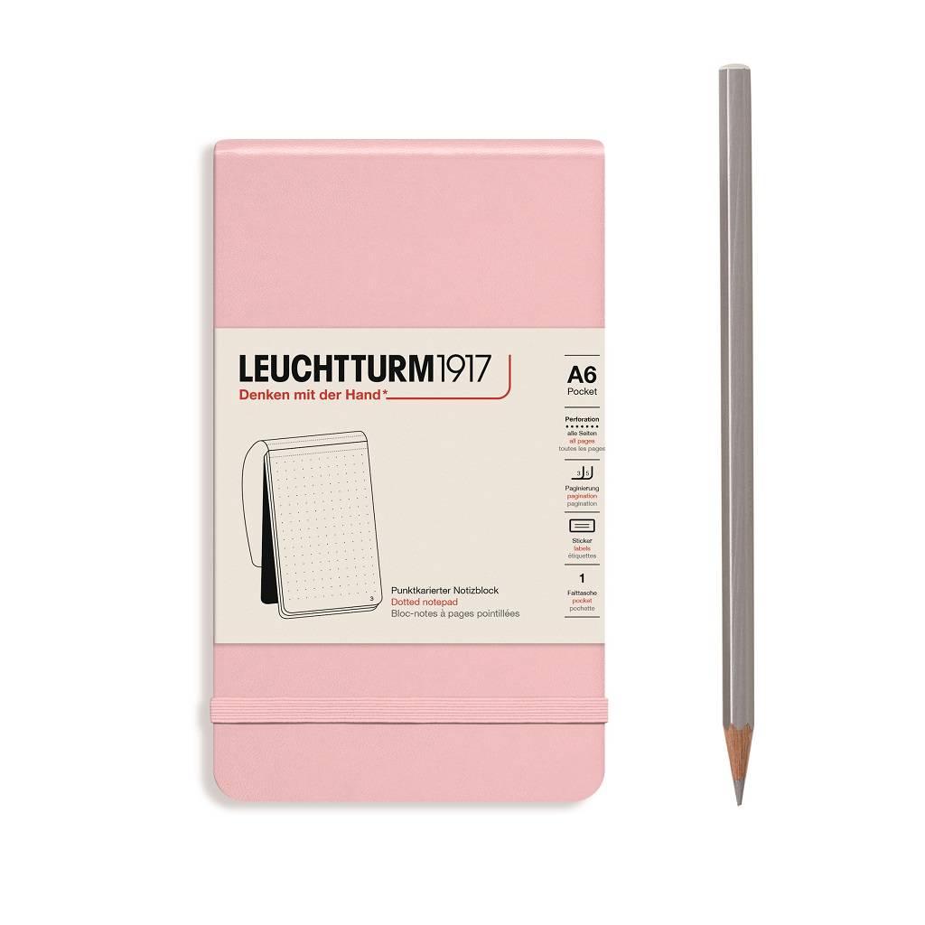 

Блокнот Leuchtturm1917 Portrait Pocket A6 (9x15см. ) 80г/м2 - 184 стр. в точку, твердая обложка, цвет: пудровый