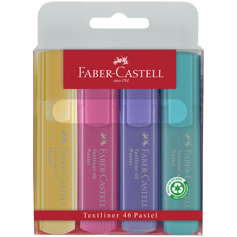 Набор текстовыделителей Faber-Castell «46 Pastel» 4 пастельных цв. , 1-5м