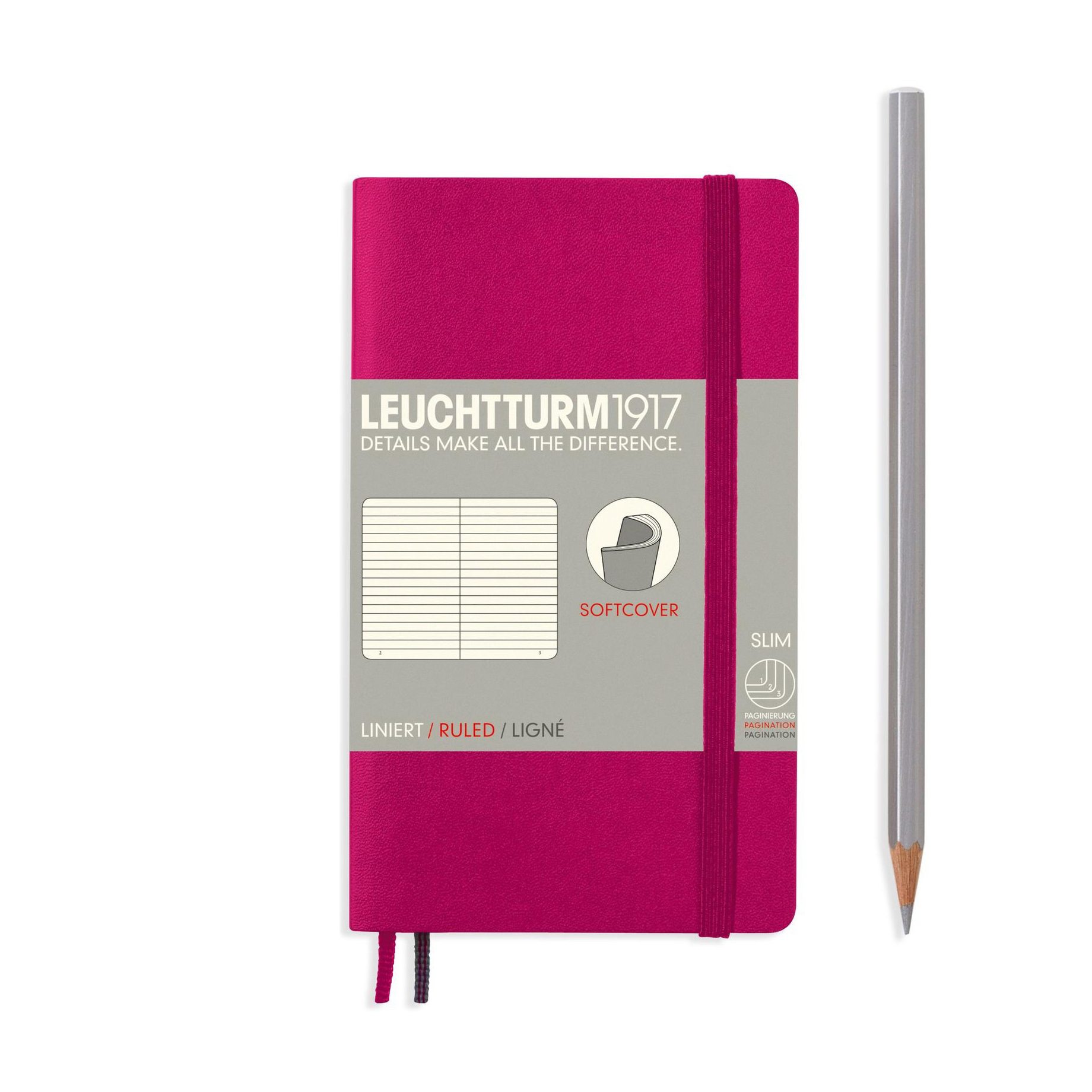 Блокнот Leuchtturm1917 Classic A6 (9x15см. ) 80г/м2 - 123 стр. в линейку, мягкая обложка, цвет: ягодный