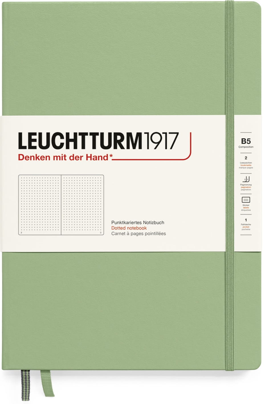 

Блокнот Leuchtturm1917 Composition B5 109л в точку твердая обложка Зеленый Шалфей