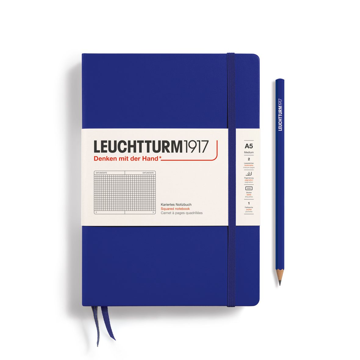 

Блокнот Leuchtturm1917 Medium A5 125л в клетку твердая обложка Чернильный