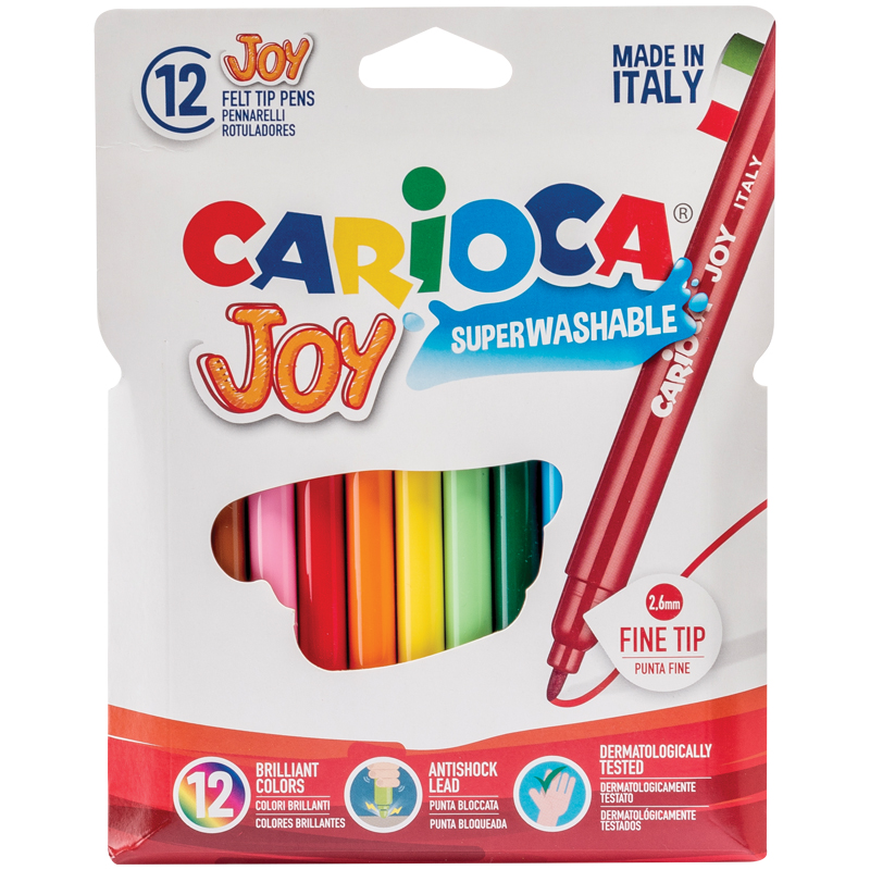

Фломастеры Carioca «Joy», 12цв. , смываемые, картон, европодвес