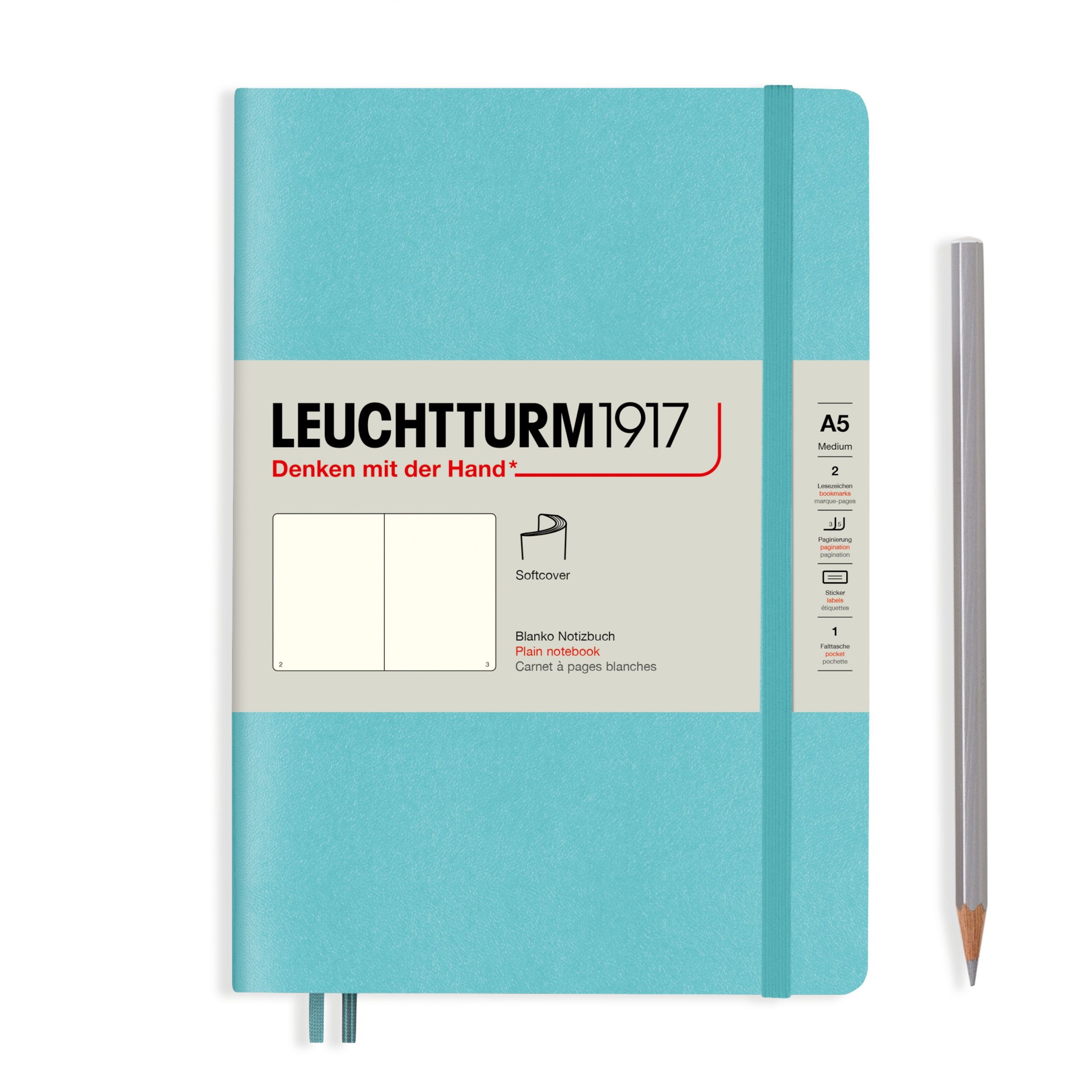 

Записная книжка Leuchtturm Rising Colours А5 (нелинованная), бирюзовая, 123 стр. , мягкая обложка