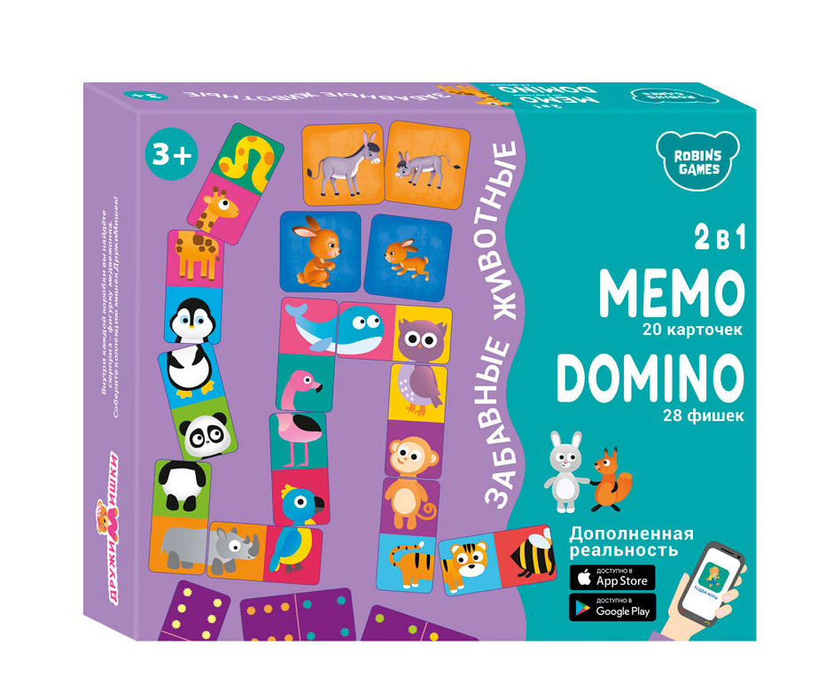 

Настольная игра Memo domino Забавные животные