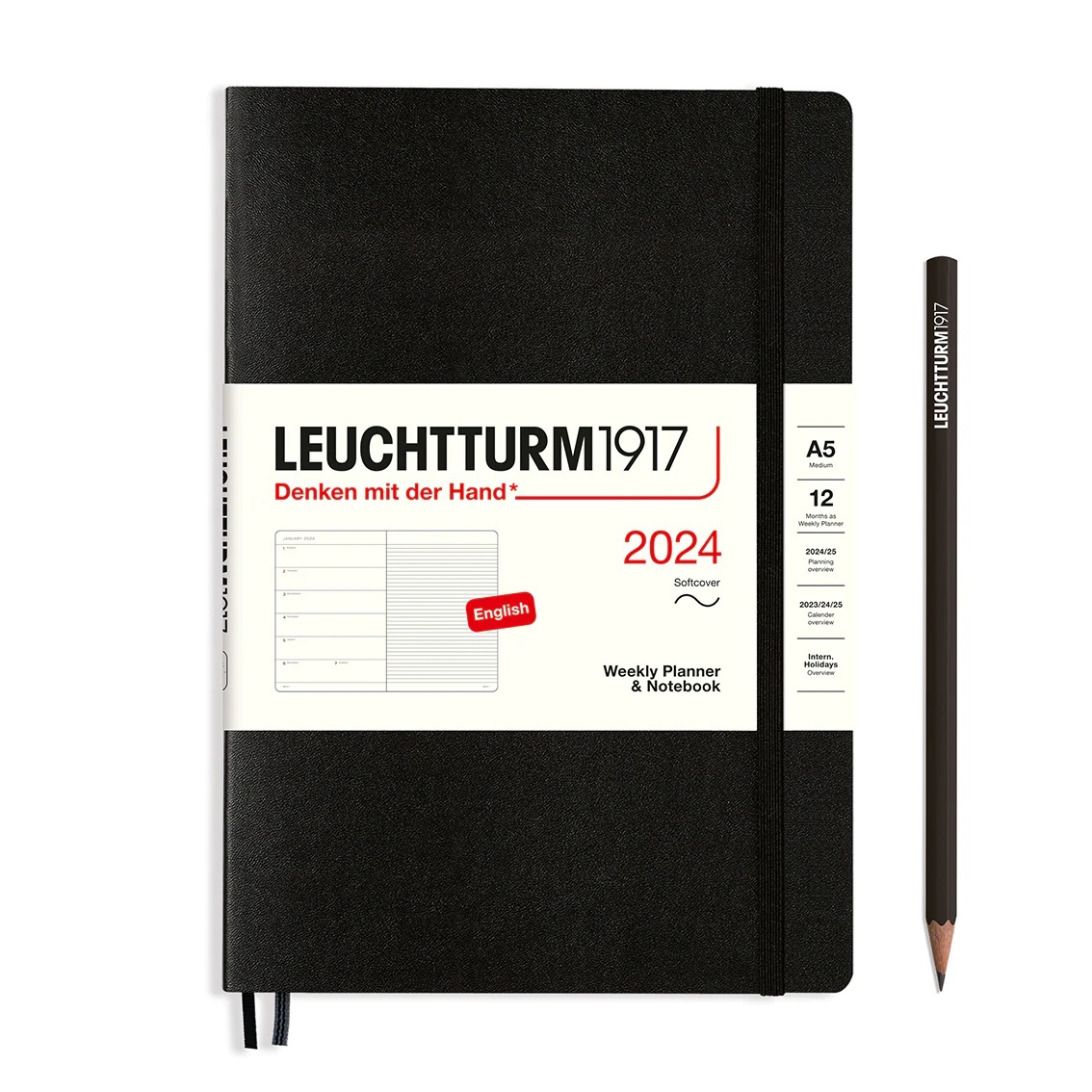 

Еженедельник-блокнот Leuchtturm1917 A5 2024г без расп. 72л мягк. обл. Черный