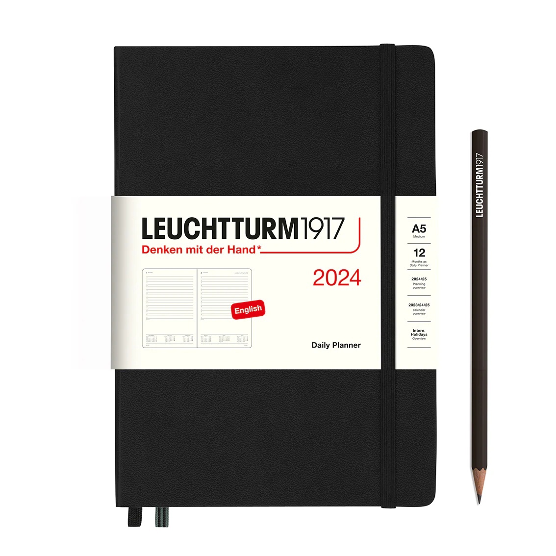 

Ежедневник Leuchtturm1917 A5 2024г с расп. тв. обл. Черный