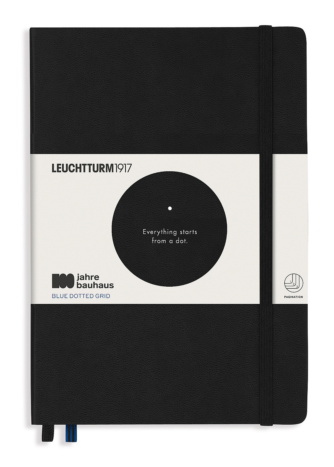 Блокнот Leuchtturm1917 Bauhaus Edition A5 (14. 5x21см. ) 80г/м2 - 251 стр. в синюю точку, твердая обложка, цвет: черный