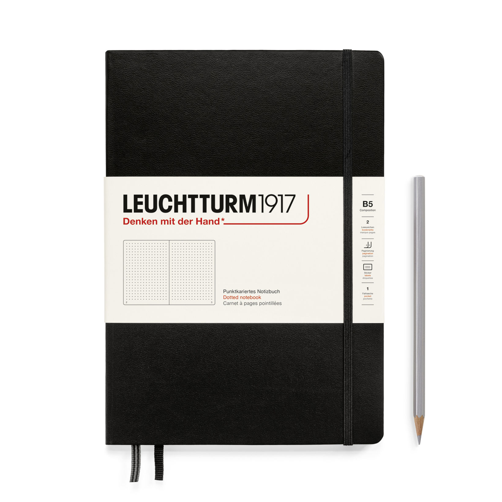 

Блокнот Leuchtturm1917 Composition B5 109л в точку твердая обложка Черный