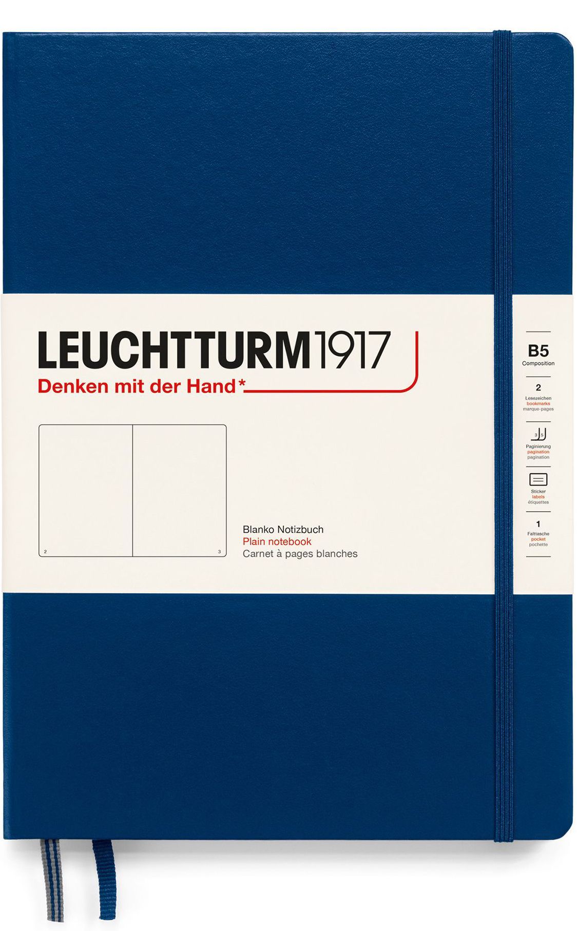 

Блокнот Leuchtturm1917 Composition B5 109л без линовки твердая обложка Синий Неви