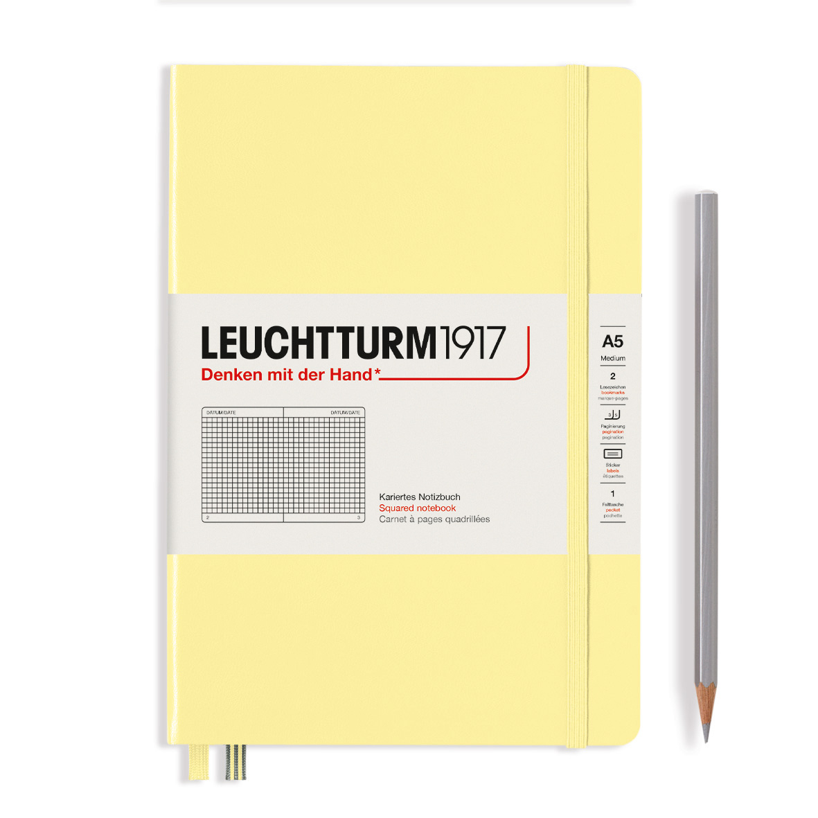 

Блокнот Leuchtturm1917 Smooth Colours A5 (14. 5x21см. ) 80г/м2 - 251 стр. в клетку, твердая обложка, цвет: ванильный