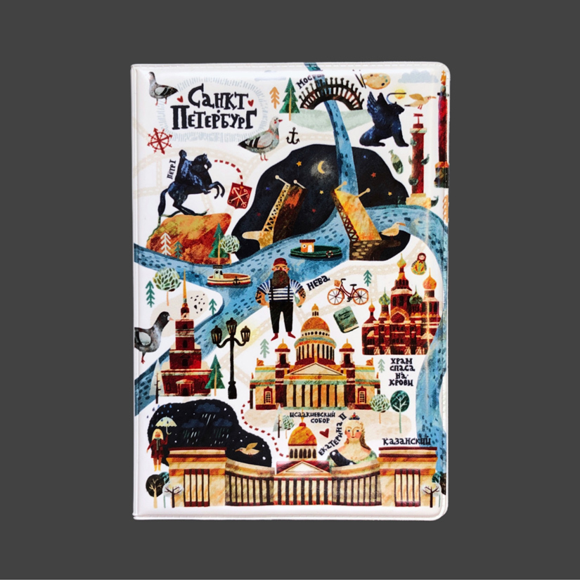 Обложка для паспорта « Карта Петербурга»