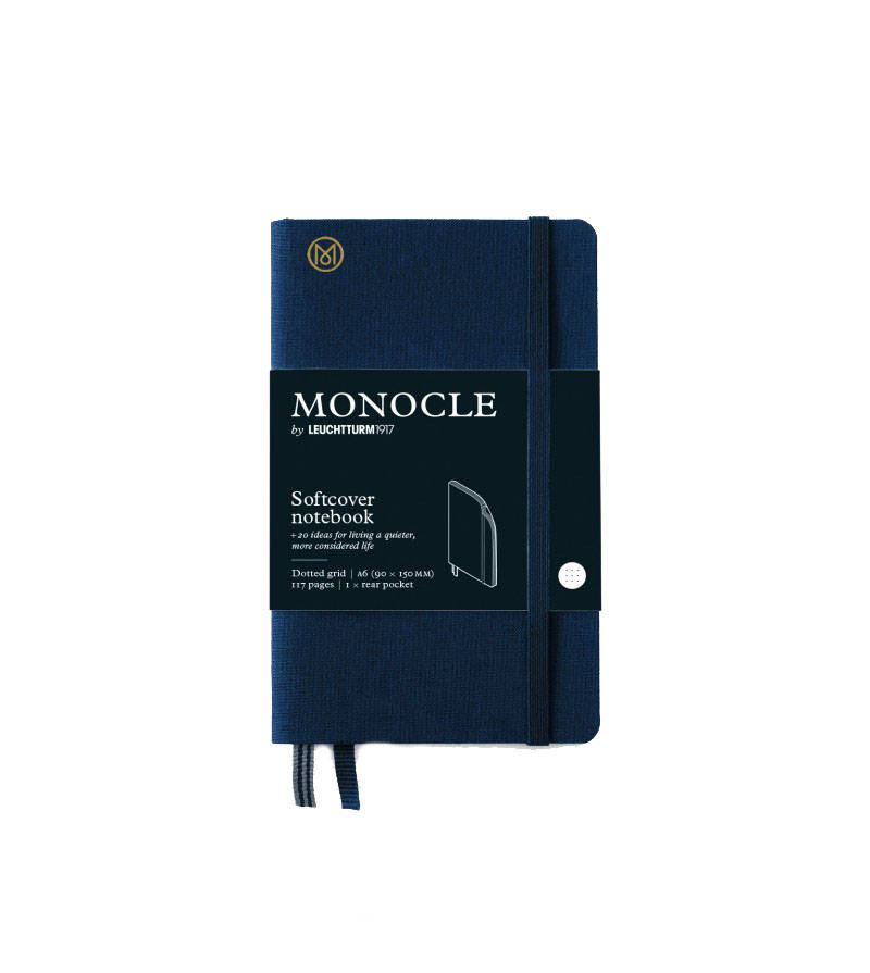 

Блокнот Leuchtturm1917 Monocle A6 (9x15см. ) 80г/м2 - 128 стр. в точку, мягкая обложка, цвет: синий неви