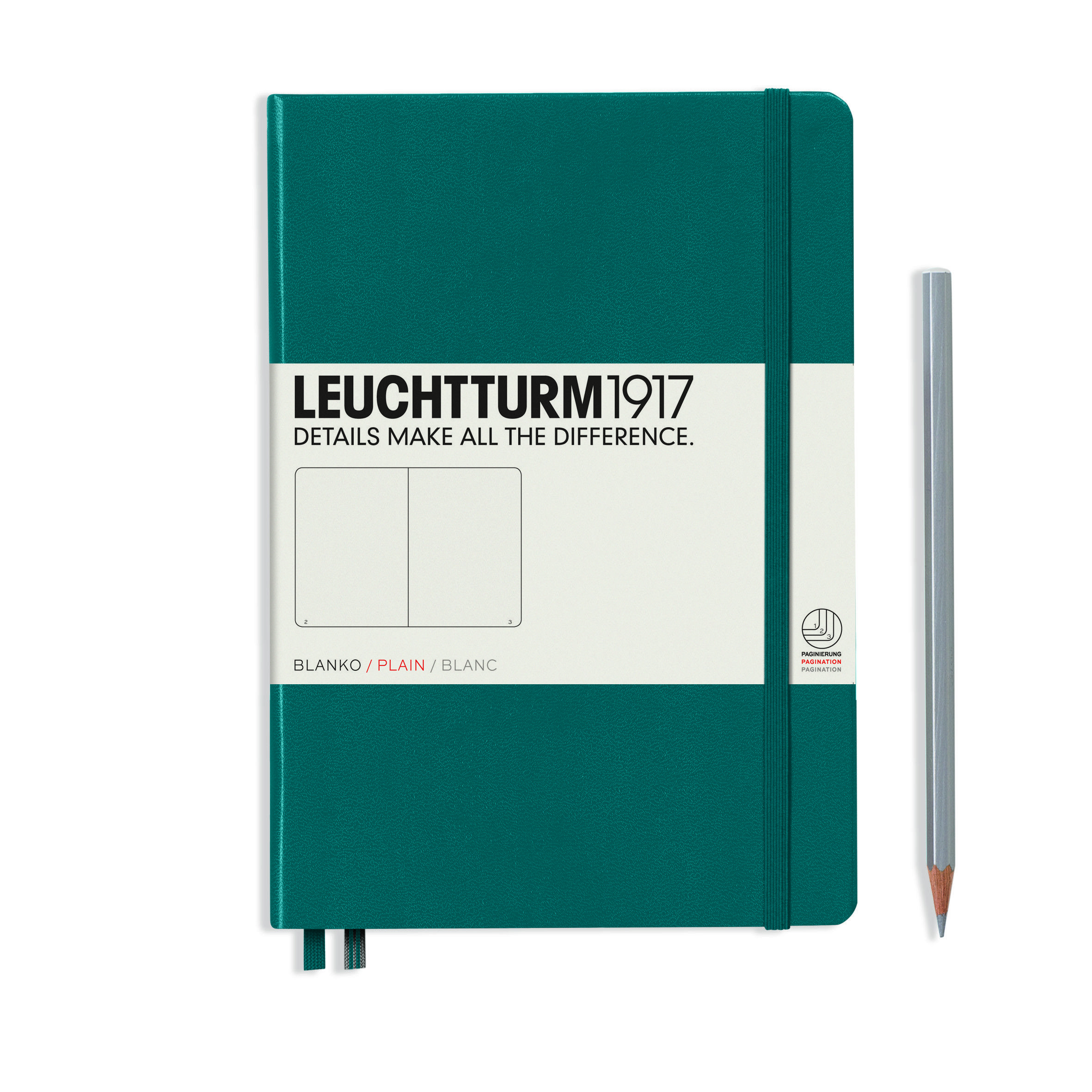 

Блокнот Leuchtturm1917 Classic A5 (14. 5x21см. ) 80г/м2 - 251 стр. нелинованный, твердая обложка, цвет: тихоокеанский зеленый