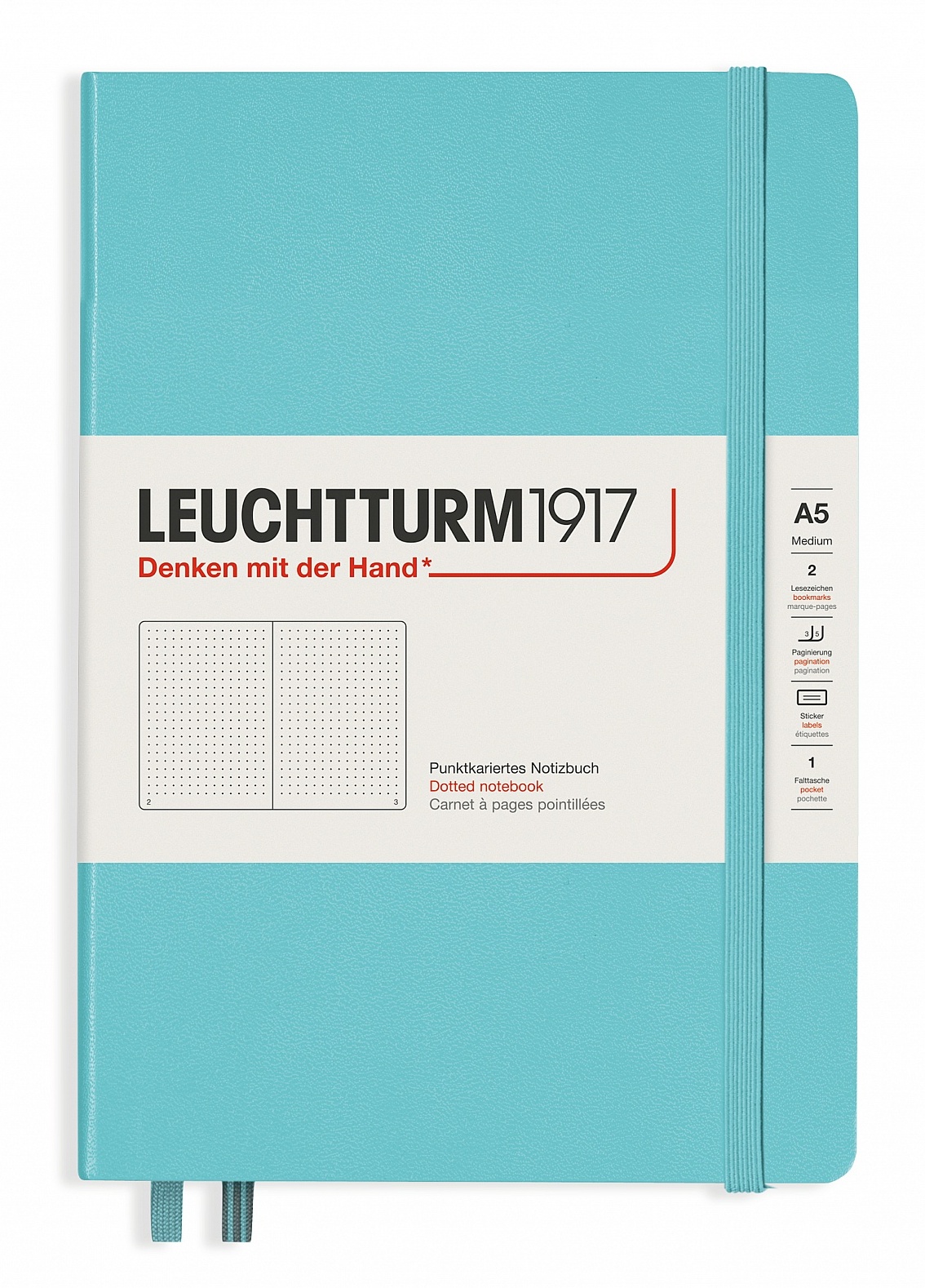 

Записная книжка Leuchtturm Rising Colours А5 (в точку), бирюзовая, 251 стр. , твердая обложка