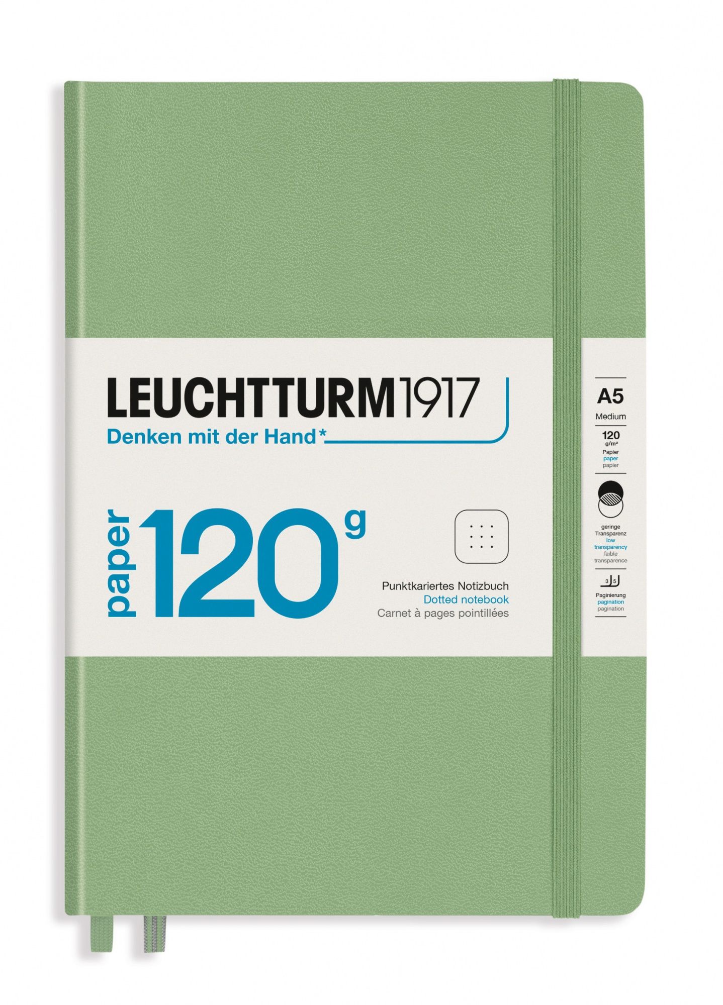 Блокнот Leuchtturm1917 Edition 120G A5 (14. 5x21см. ) 120г/м2 - 203 стр. в точку, твердая обложка, цвет: шалфей