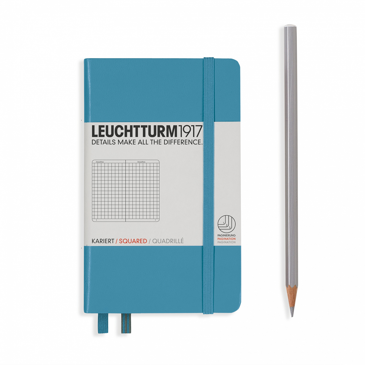 

Блокнот Leuchtturm1917 Pocket A6 93л в клетку твердая обложка Синий Нордический