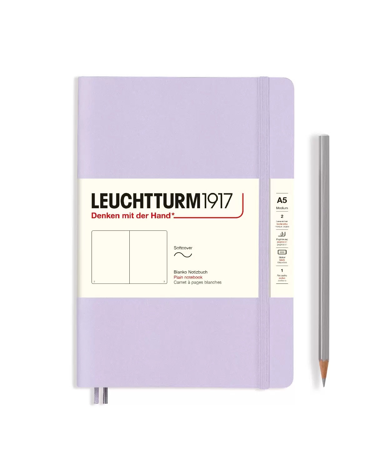 Блокнот Leuchtturm1917 Smooth Colours A5 (14. 5x21см. ) 80г/м2 - 123 стр. нелинованная, мягкый обложка, цвет: сиренеый