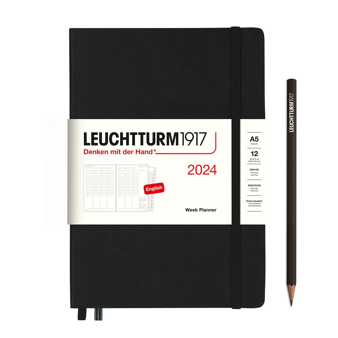 

Еженедельник Leuchtturm1917 A5 2024г с расп. тв. обл. Черный+блокнот A7