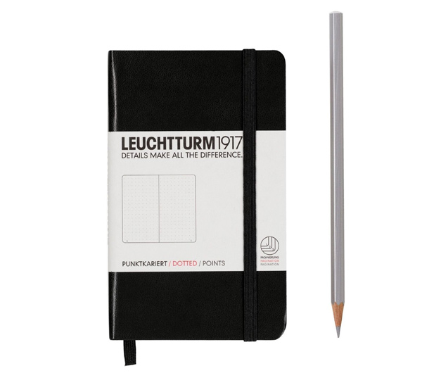 Блокнот Leuchtturm1917 Classic A6 (9x15см. ) 80г/м2 - 187 стр. в точку, твердая обложка, цвет: черный