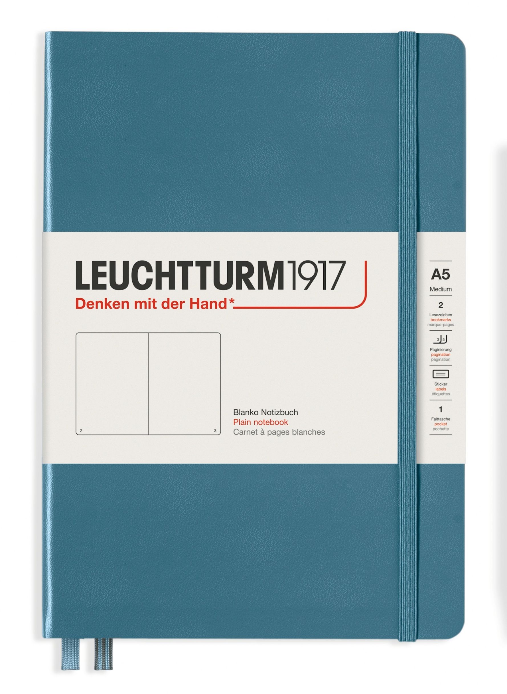 Блокнот Leuchtturm1917 Rising Colours A5 (14. 5x21см. ) 80г/м2 - 251 стр. нелинованный, твердая обложка, цвет: синий камень