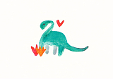 Открытка Плотникова «Сердечный вайб» динозавр