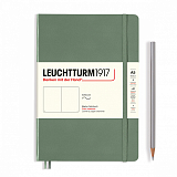 Блокнот Leuchtturm1917 Smooth Colours A5 (14.  5x21см.  ) 80г/м2 - 123 стр.  нелинованная,  мягкый обложка,  цвет: оливковый