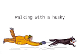 Открытка SHCHE «Walking with a husky»