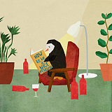 Открытка «Пингвин книга»
