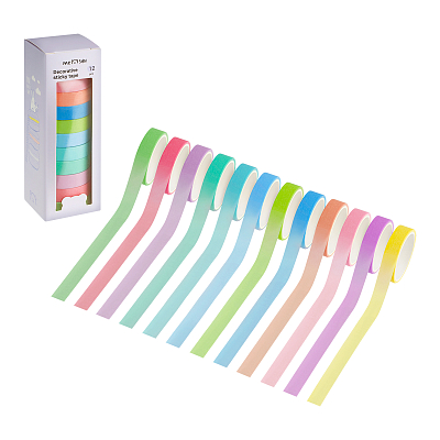 Набор клейких декоративных лент MESHU «Macaron», 12шт, бумажный бокс
