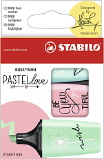 Набор текстовыделителей STABILO BOSS MINI Pastellove 3 цв (мята+роза+бирюза),  картонный футляр,  евр