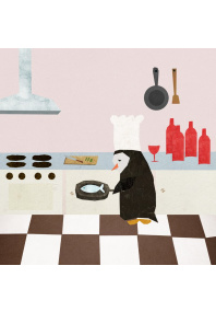 Открытка «Пингвин кухня»